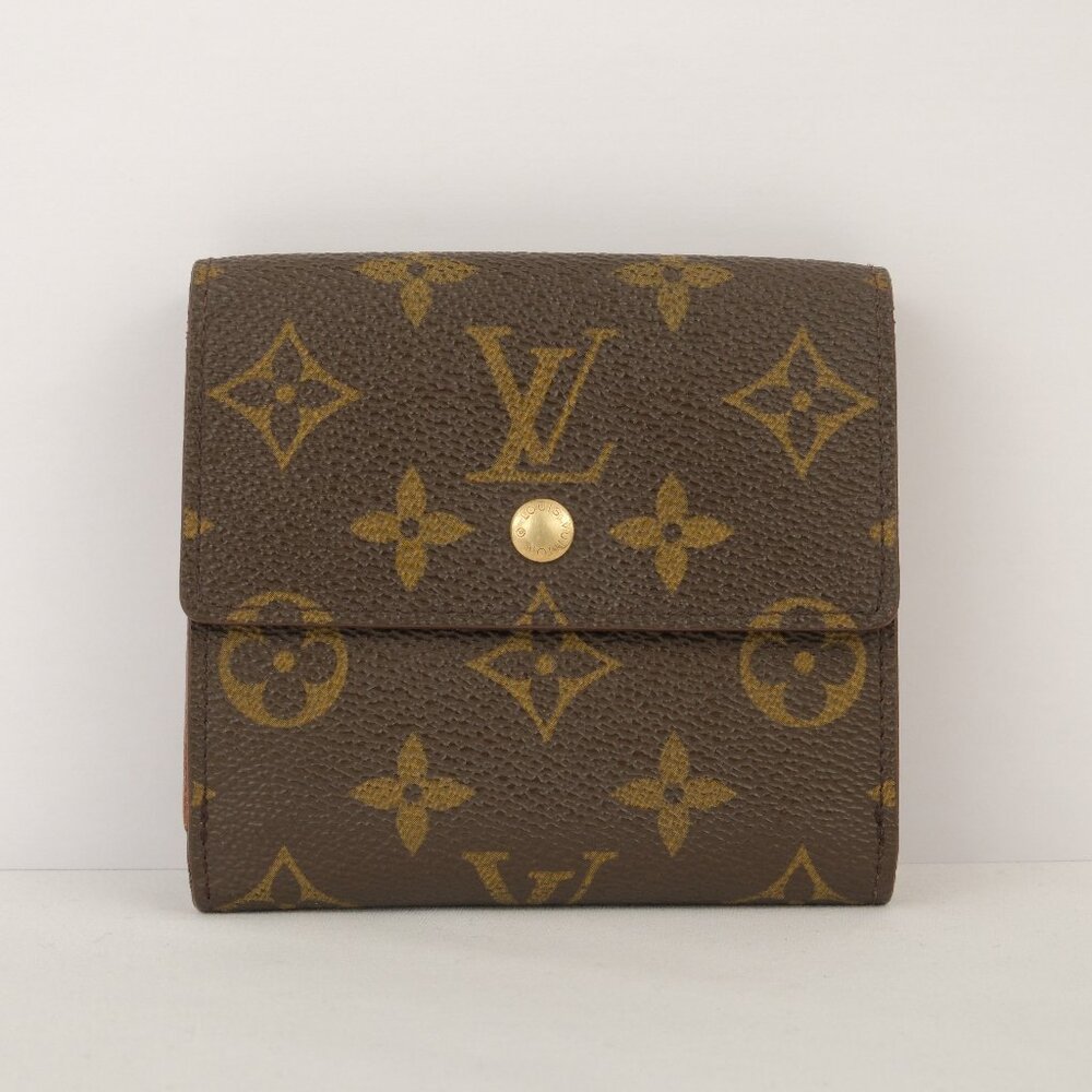 Louis Vuitton LV Monogram Tri-fold Double Snap Compact Wallet, Brown/Tan